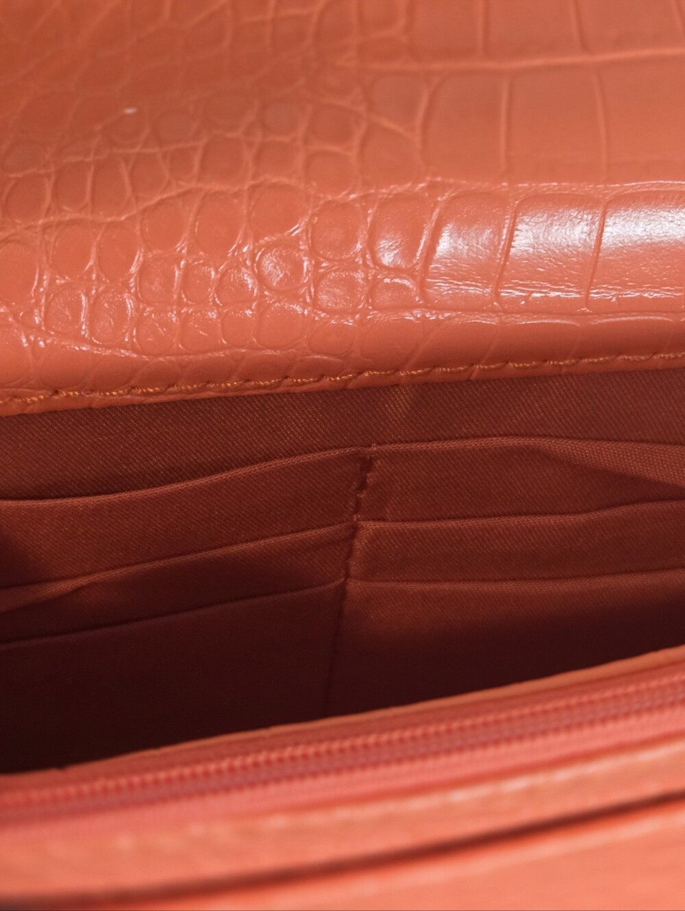 Badley Mischika Genuine Croc-Embossed Orange Wallet Clutch Nwt - Picture 8 of 9